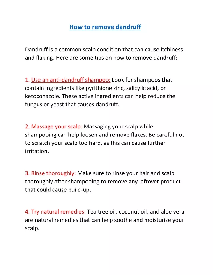how to remove dandruff
