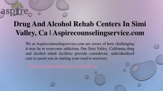 Drug And Alcohol Rehab Centers In Simi Valley, Ca  Aspirecounselingservice.com