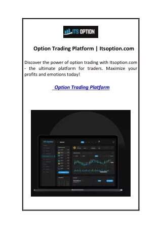 Option Trading Platform  Itsoption.com