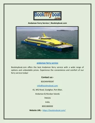 Best Ferry In Andaman | Bookmyboat.com