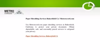 Paper Shredding Services Bakersfield Ca  Metrorecord.com