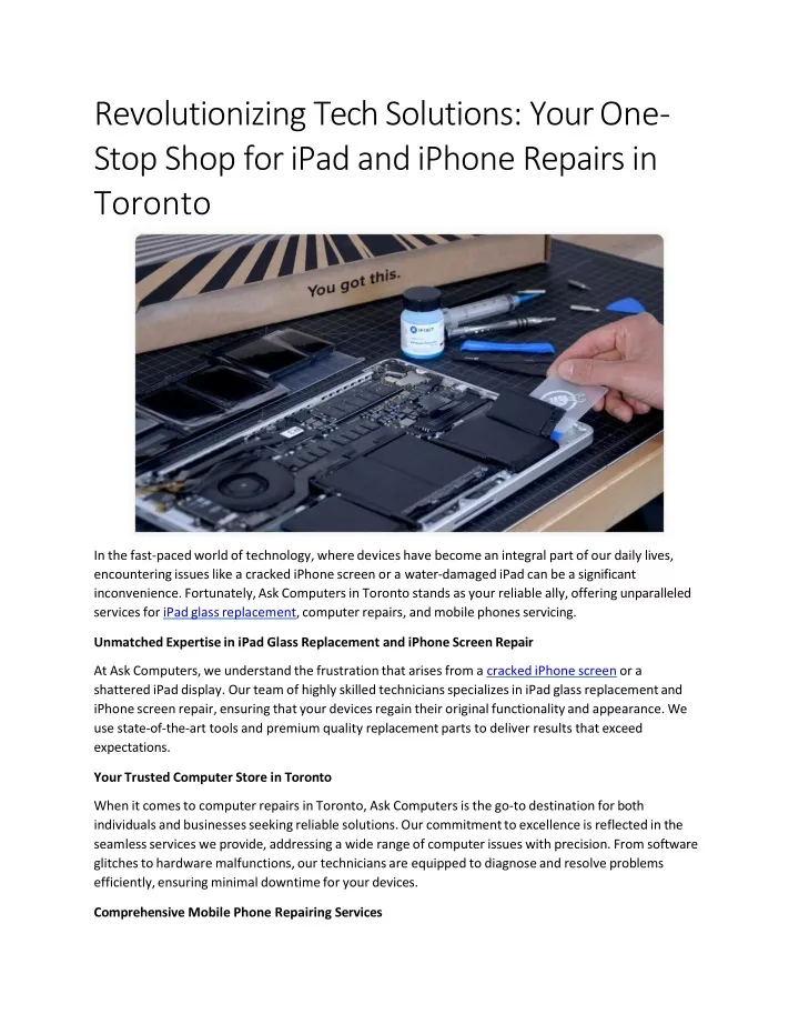 revolutionizing tech solutions your one stop shop for ipad and iphone repairs in toronto