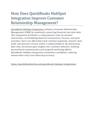 How Does QuickBooks HubSpot Integration Improve Customer Relationship Management