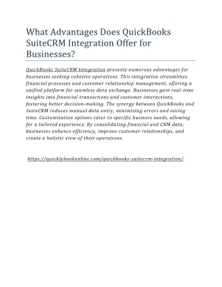 What Advantages Does QuickBooks SuiteCRM Integration Offer for Businesses