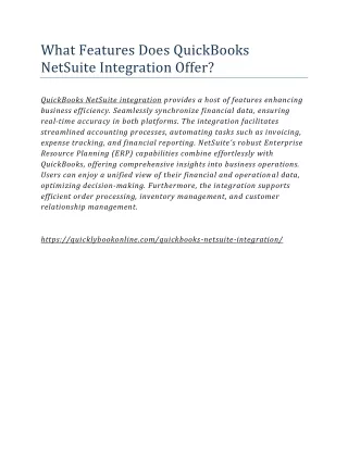 What Features Does QuickBooks NetSuite Integration Offer