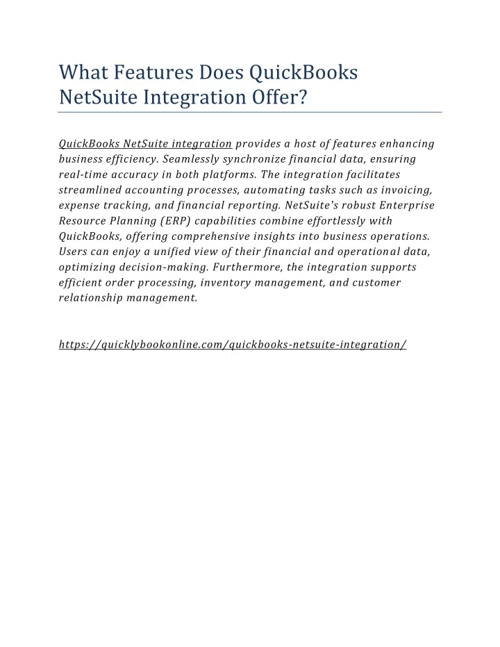 what features does quickbooks netsuite