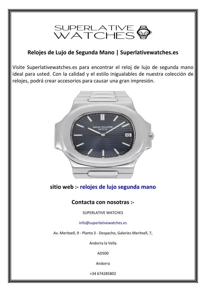 relojes de lujo de segunda mano