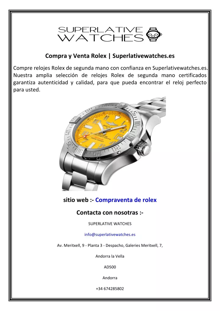 compra y venta rolex superlativewatches es