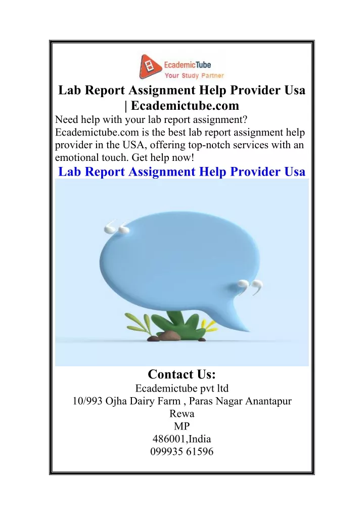 lab report assignment help provider