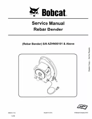 Bobcat Rebar Bender Service Repair Manual SN AZHN00101 And Above