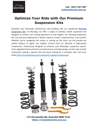 Optimize Your Ride with Our Premium Suspension Kits