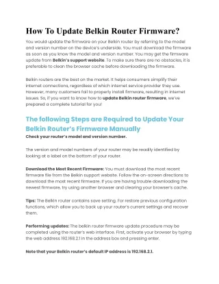 How To Update your Belkin Router Firmware. Step by Step Guide
