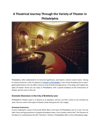Philadelphia Premier Theatrical Extravaganza - Unforgettable Performances Await