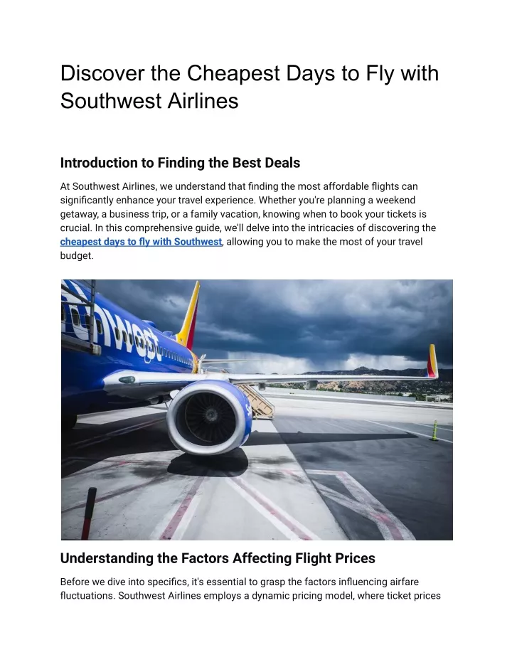 discover the cheapest days to fly with southwest