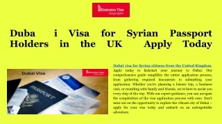 Dubai visa for Syrian citizens from the United Kingdom