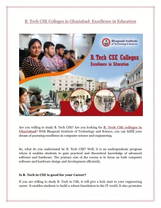 B. Tech CSE Colleges in Ghaziabad: Excellence in Education