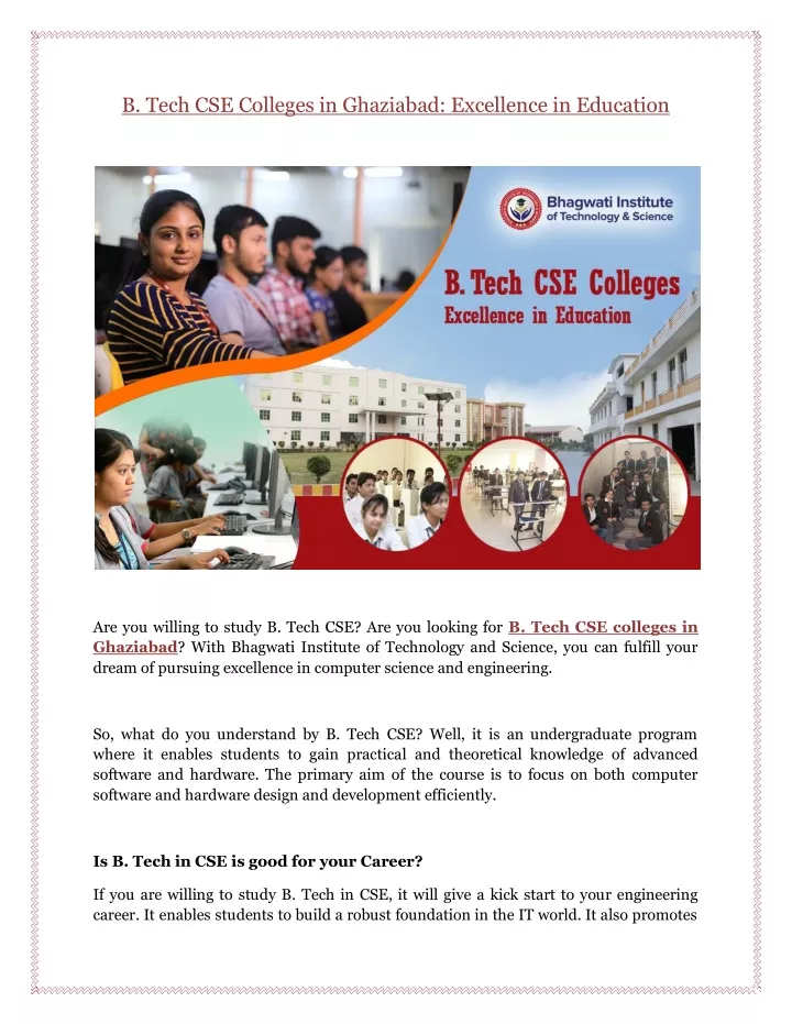 b tech cse colleges in ghaziabad excellence