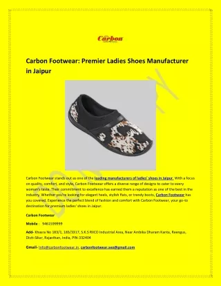 Carbon Footwear: Premier Ladies Shoes Manufacturer in Jaipur
