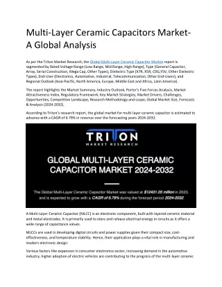 Multi-Layer Ceramic Capacitors Market - Global Analysis