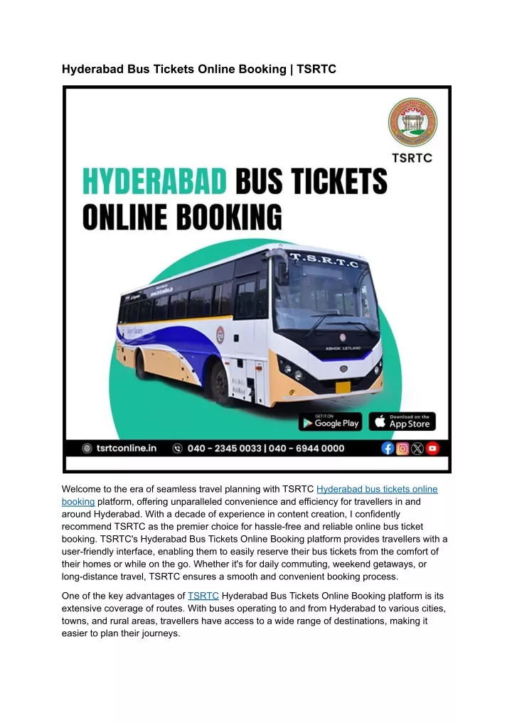 hyderabad bus tickets online booking tsrtc