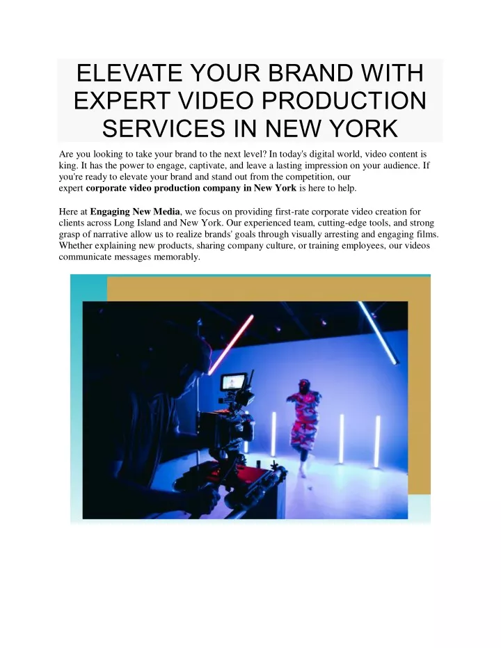 elevate your brand with expert video production