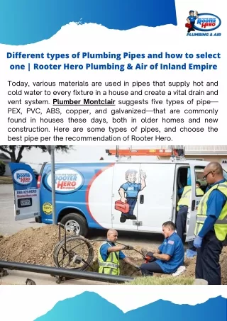 Different types of Plumbing Pipes and how to select one - Rooter Hero