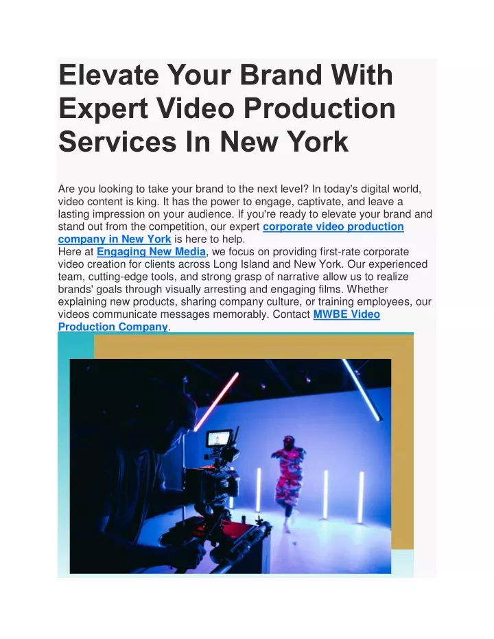 elevate your brand with expert video production