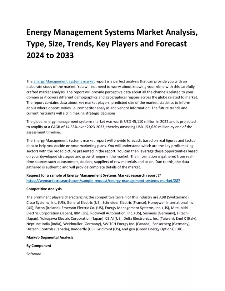 energy management systems market analysis type