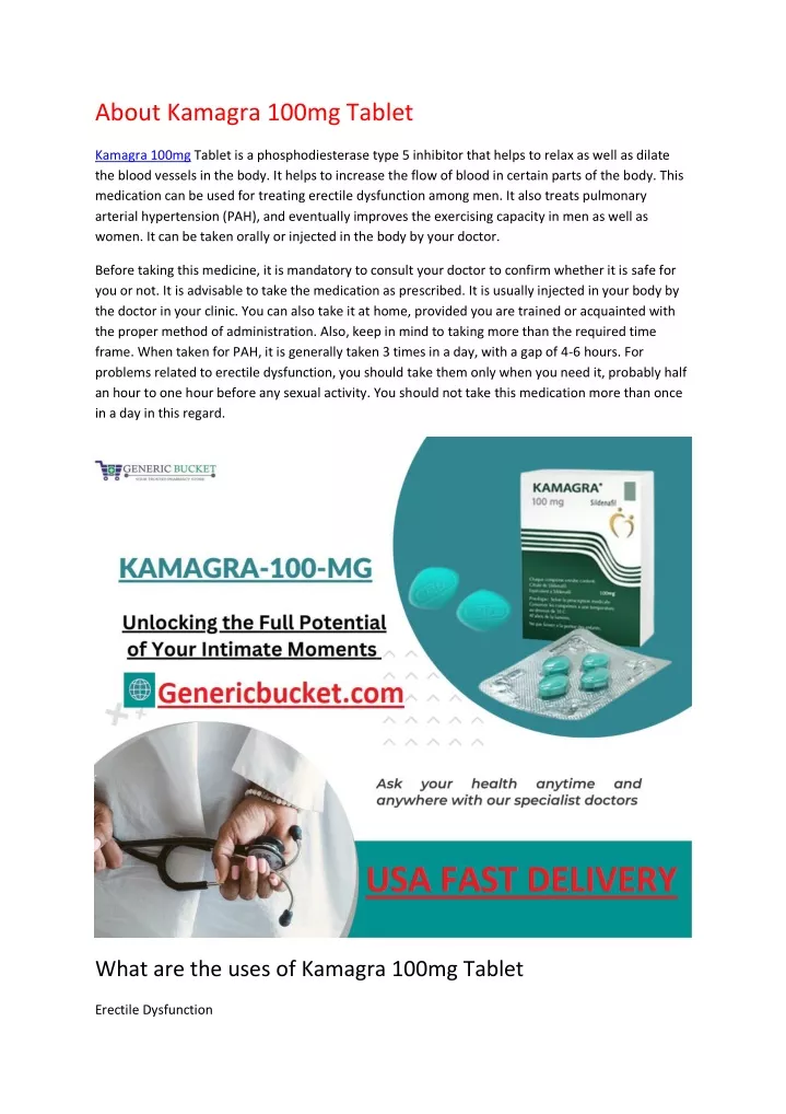 about kamagra 100mg tablet