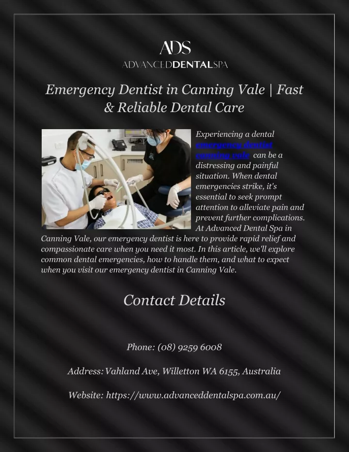 emergency dentist in canning vale fast reliable