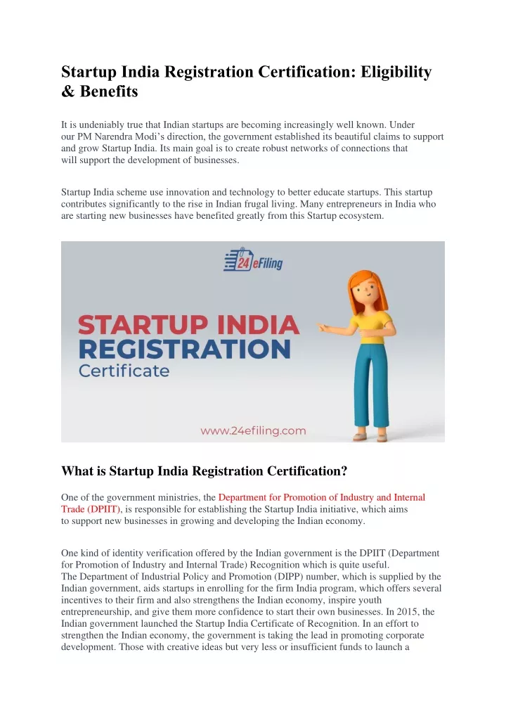startup india registration certification