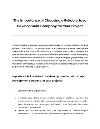 The Importance of Choosing a Reliable Java Development Company for Your Project