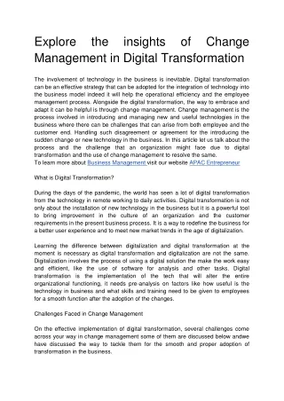 explore management in digital transformation