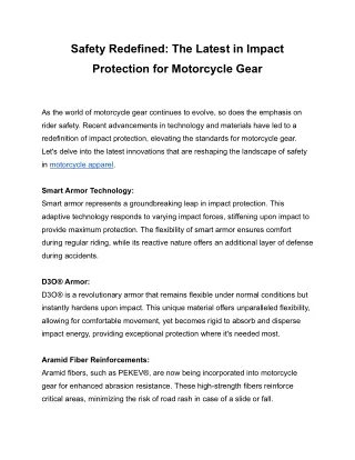 Safety Redefined_ The Latest in Impact Protection for Motorcycle Gear