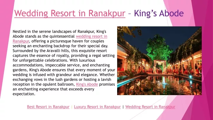 wedding resort in ranakpur king s abode