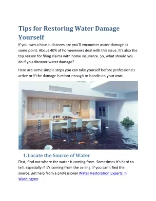 tips for restoring water damage yourself