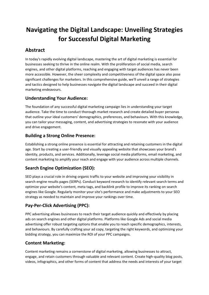 navigating the digital landscape unveiling