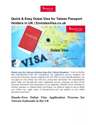 Quick & Easy Dubai Visa for Taiwan Passport Holders in UK _ EmiratesVisa