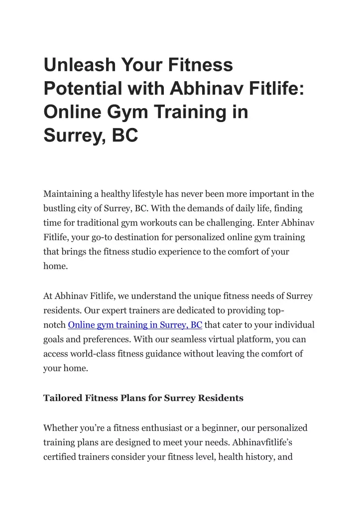 unleash your fitness potential with abhinav
