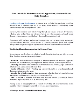 How to Protect Your On-Demand App from Cyberattacks and Data Breaches