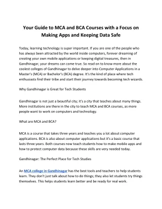 Your Guide to MCA and BCA Courses with a Focus on Making Apps and Keeping Data Safe