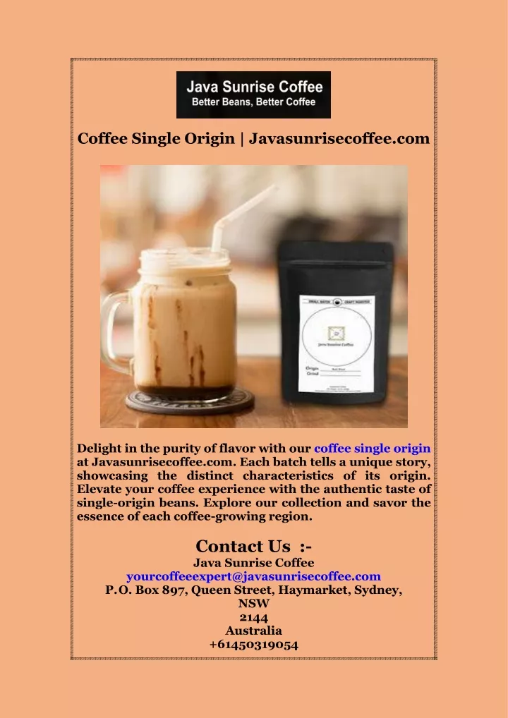 coffee single origin javasunrisecoffee com