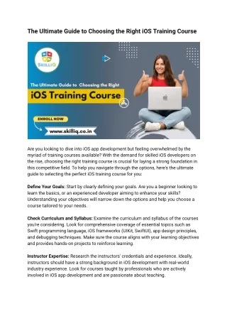 iOS Training Institute Ahmedabad | SkillIQ