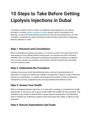 10 steps to take before getting lipolysis