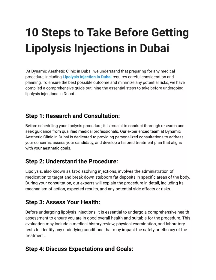 10 steps to take before getting lipolysis