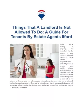 Things That A Landlord Is Not Allowed To Do_ A Guide For Tenants By Estate Agents Ilford