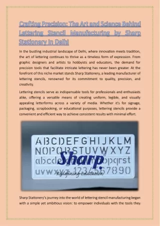 The Art and Science Behind Lettering Stencil Manufacturing by Sharp Stationery in Delhi