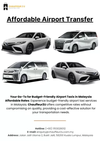 Affordable Airport Transfer - chauffeur2u