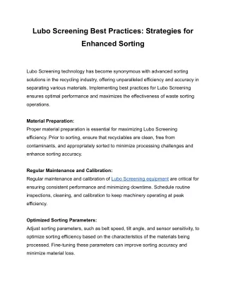 Lubo Screening Best Practices_ Strategies for Enhanced Sorting