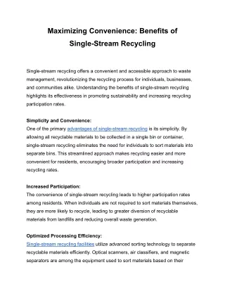 Maximizing Convenience_ Benefits of Single-Stream Recycling
